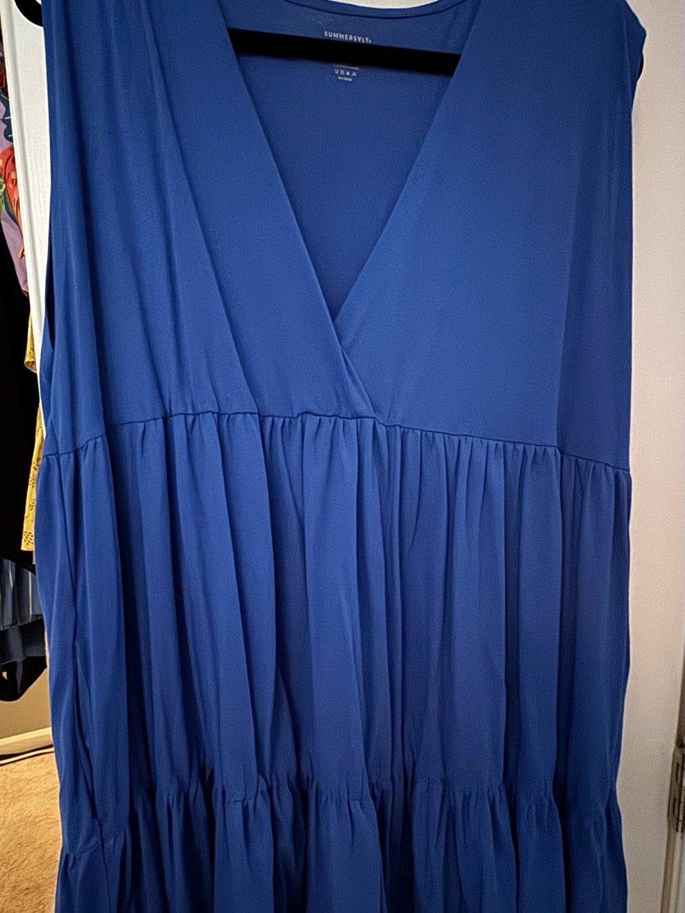 sommersalt Royal Blue V-Neck Tiered Maxi Dress